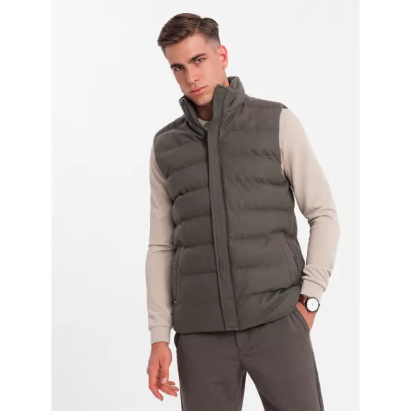  Pánská vesta OMBRE OM-JAVJ-0200 OLIVE MELANGE 