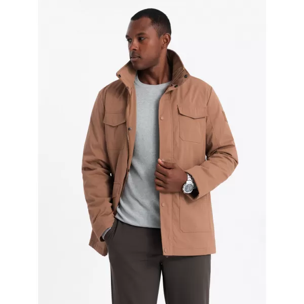  Pánská bunda OMBRE OM-JALP-0167 LIGHT BROWN 