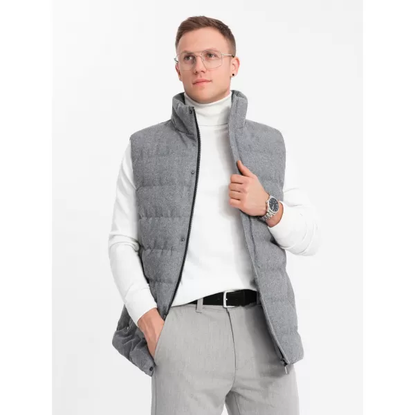  Pánská vesta OMBRE OM-JAVJ-0200 GREY MELANGE 