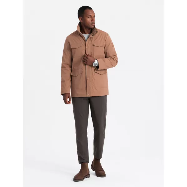  Pánská bunda OMBRE OM-JALP-0167 LIGHT BROWN 