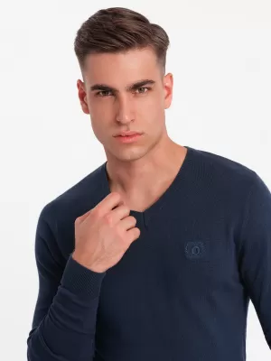 Pánský svetr OMBRE OM-SWBS-0107 NAVY BLUE