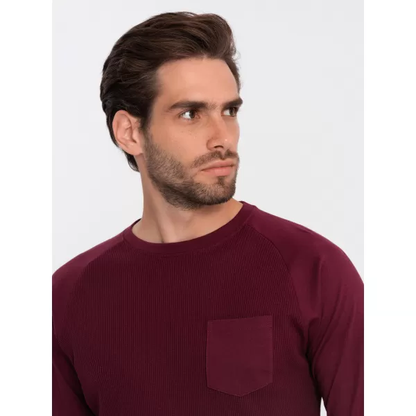  Pánské triko OMBRE OM-LSCL-0109 MAROON 