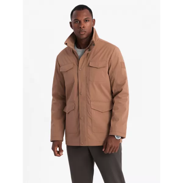  Pánská bunda OMBRE OM-JALP-0167 LIGHT BROWN 