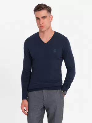 Pánský svetr OMBRE OM-SWBS-0107 NAVY BLUE