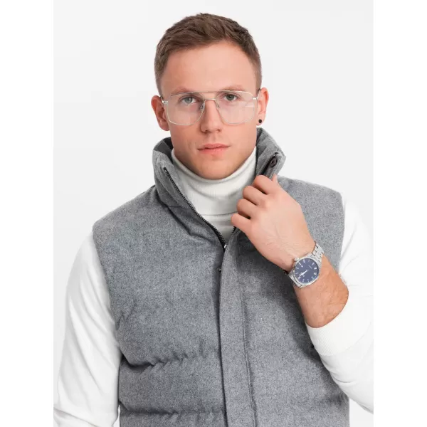  Pánská vesta OMBRE OM-JAVJ-0200 GREY MELANGE 