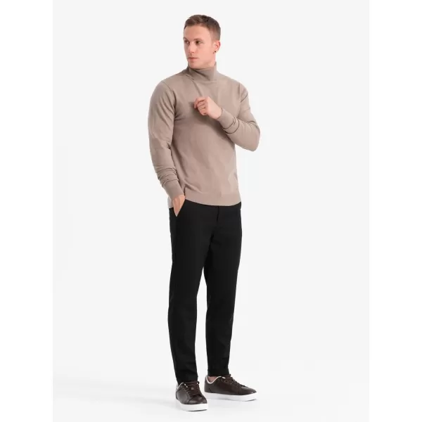  Pánský svetr OMBRE OM-SWTN-0127 DARK BEIGE 