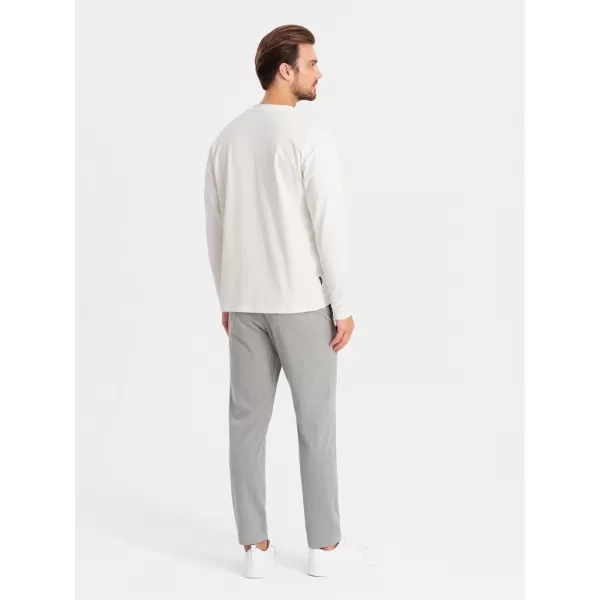  Pánské triko OMBRE OM-LSBC-0129 CREAM 