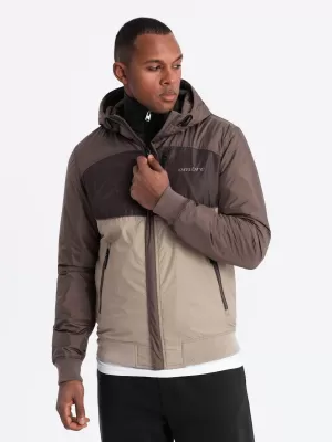 Pánská bunda OMBRE C447 BEIGE/BROWN