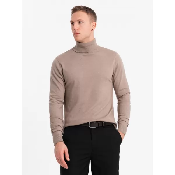  Pánský svetr OMBRE OM-SWTN-0127 DARK BEIGE 