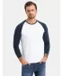Pánské triko OMBRE OM-LSCL-0105 WHITE AND NAVY