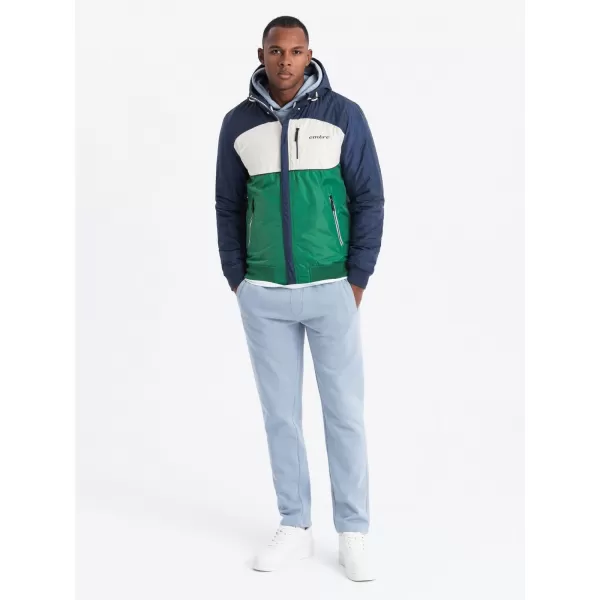  Pánská bunda OMBRE C447 GREEN/WHITE/NAVY BLUE 