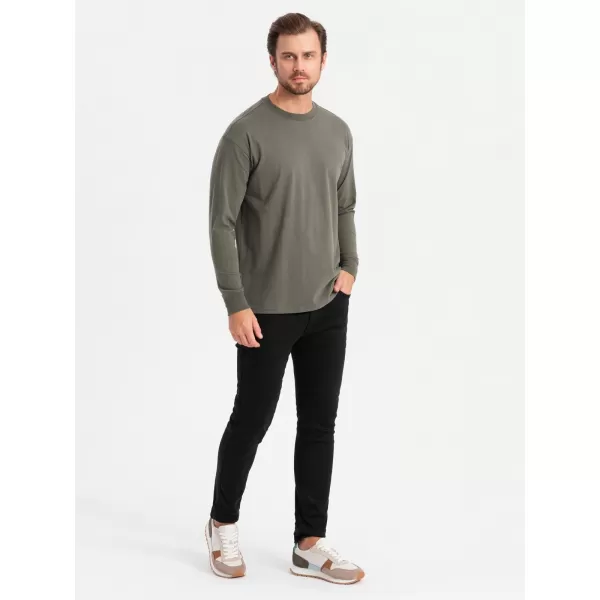  Pánské triko OMBRE OM-LSBC-0129 GRAY-GREEN 