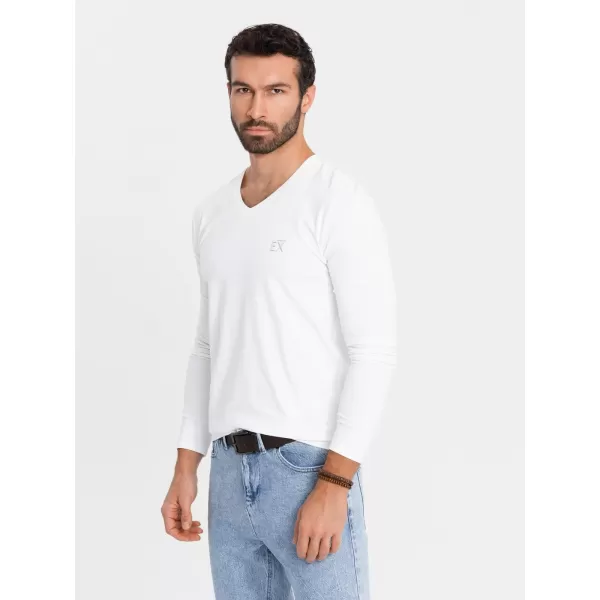  Pánské triko OMBRE OM-LSCL-0105 WHITE 