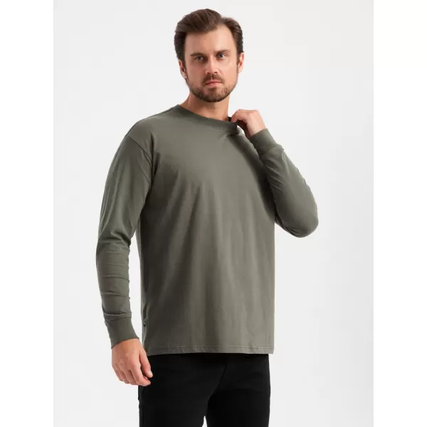  Pánské triko OMBRE OM-LSBC-0129 GRAY-GREEN 
