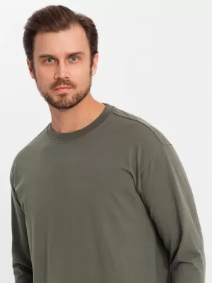 Pánské triko OMBRE OM-LSBC-0129 GRAY-GREEN