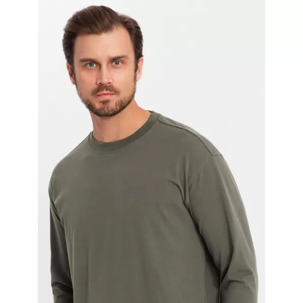  Pánské triko OMBRE OM-LSBC-0129 GRAY-GREEN 
