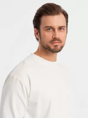 Pánské triko OMBRE OM-LSBC-0129 CREAM