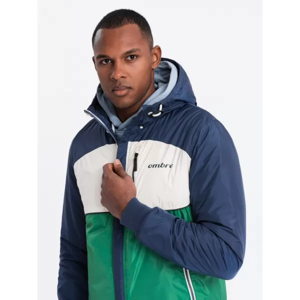  Pánská bunda OMBRE C447 GREEN/WHITE/NAVY BLUE 
