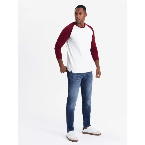  Pánské triko OMBRE OM-LSCL-0105 WHITE AND MAROON 
