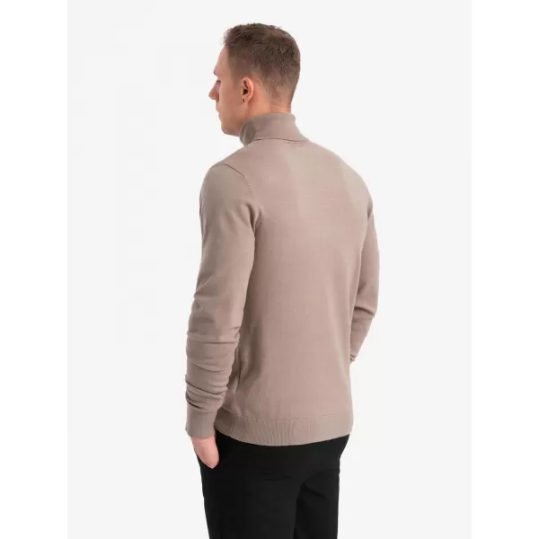  Pánský svetr OMBRE OM-SWTN-0127 DARK BEIGE 