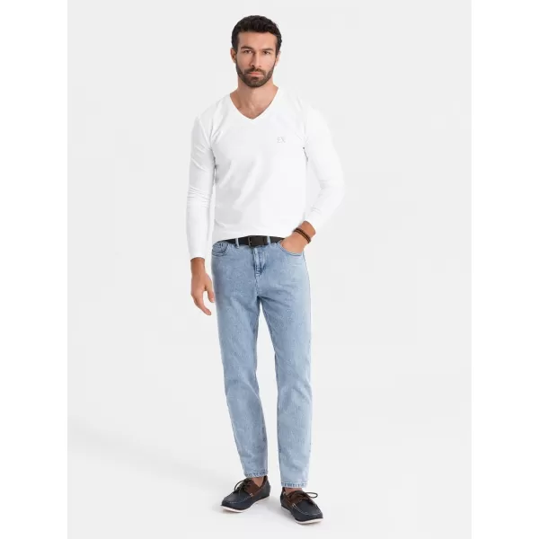  Pánské triko OMBRE OM-LSCL-0105 WHITE 