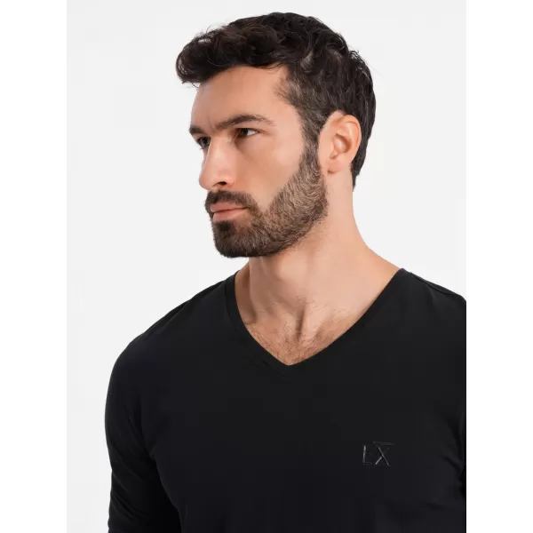  Pánské triko OMBRE OM-LSCL-0105 BLACK 