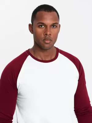 Pánské triko OMBRE OM-LSCL-0105 WHITE AND MAROON