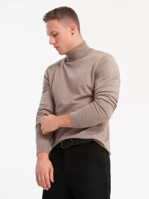 Pánský svetr OMBRE OM-SWTN-0127 DARK BEIGE