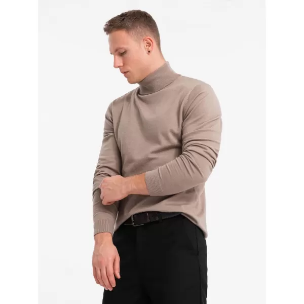  Pánský svetr OMBRE OM-SWTN-0127 DARK BEIGE 