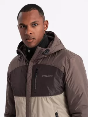 Pánská bunda OMBRE C447 BEIGE/BROWN