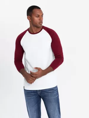 Pánské triko OMBRE OM-LSCL-0105 WHITE AND MAROON