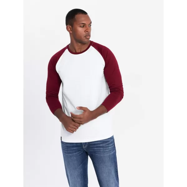  Pánské triko OMBRE OM-LSCL-0105 WHITE AND MAROON 