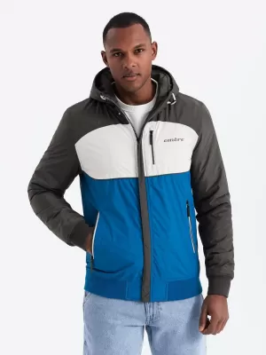 Pánská bunda OMBRE C447 BLUE/WHITE/NAVY BLUE