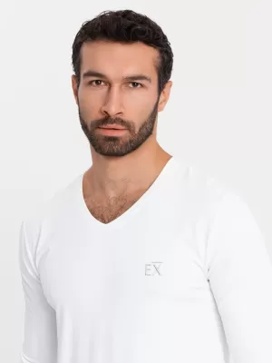 Pánské triko OMBRE OM-LSCL-0105 WHITE