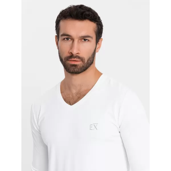  Pánské triko OMBRE OM-LSCL-0105 WHITE 