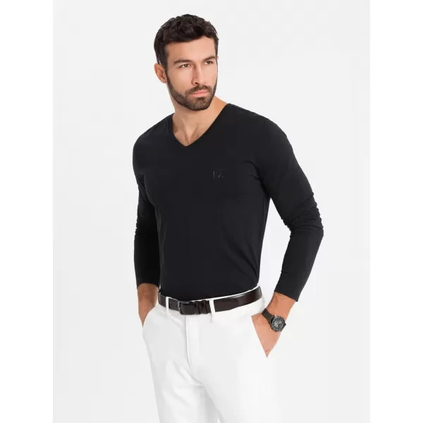 Pánské triko OMBRE OM-LSCL-0105 BLACK 