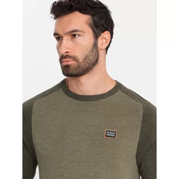  Pánský svetr OMBRE OM-SWSW-0121 OLIVE 