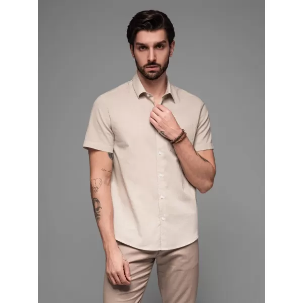  Pánská košile OMBRE OM-SHSS-0168 BEIGE 