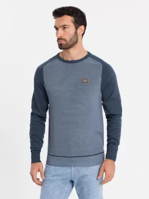 Pánský svetr OMBRE OM-SWSW-0121 NAVY BLUE