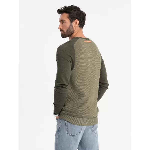  Pánský svetr OMBRE OM-SWSW-0121 OLIVE 