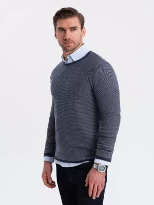 Pánský svetr OMBRE OM-SWSW-0118 NAVY BLUE