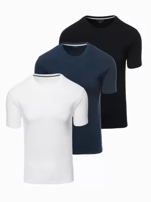 Pánské triko OMBRE OM-TSBS-0232 WHITE/NAVY/BLACK