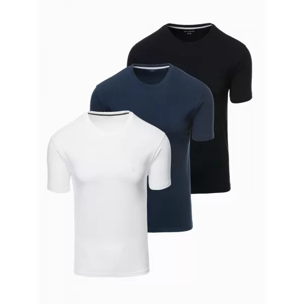  Pánské triko OMBRE OM-TSBS-0232 WHITE/NAVY/BLACK 