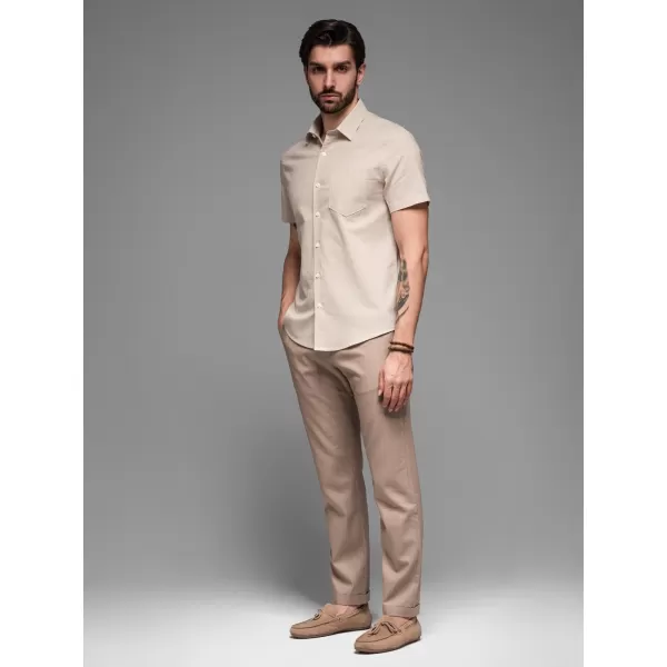  Pánská košile OMBRE OM-SHSS-0168 BEIGE 