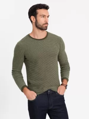 Pánský svetr OMBRE OM-SWSW-0118 OLIVE
