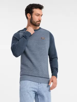 Pánský svetr OMBRE OM-SWSW-0121 NAVY BLUE