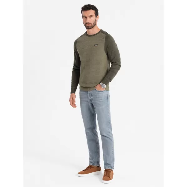  Pánský svetr OMBRE OM-SWSW-0121 OLIVE 