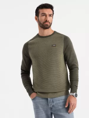 Pánský svetr OMBRE OM-SWSW-0121 OLIVE