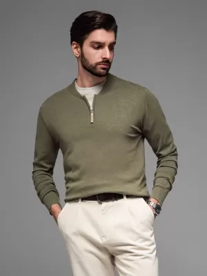 Pánský svetr OMBRE OM-SWZS-0124 OLIVE