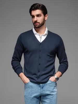 Pánský cardigan OMBRE OM-SWCD-0126 NAVY BLUE